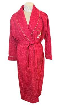 Ashley Taylor Long Wrap Robe Red Moon & Stars Large Cozy Leisure
